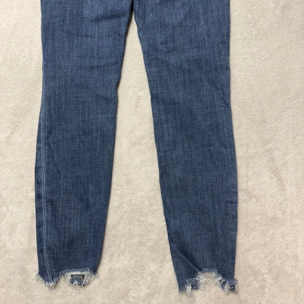 Lucky Brand Skinny Jeans Medium Wash Raw Frayed Step Hem Blue Womens Size 0/25